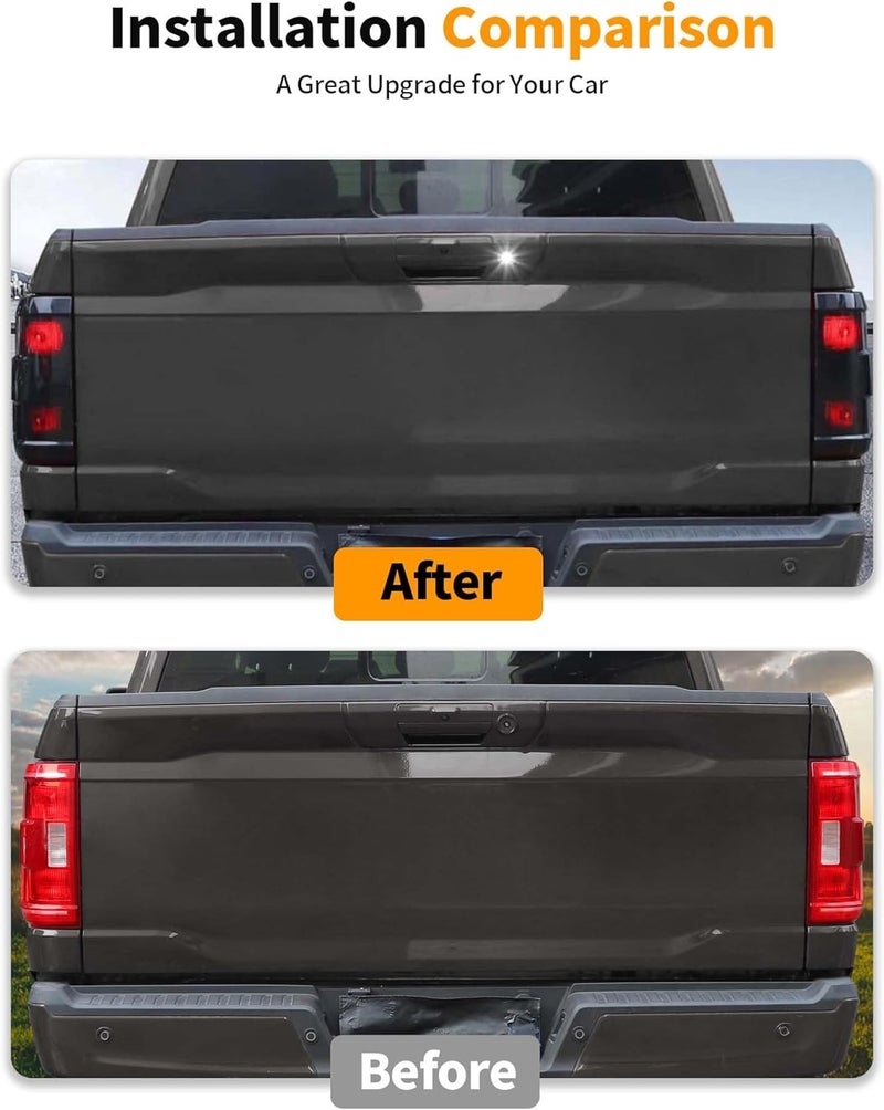 Hoolcar Tail Light Lamp Cover Guard Trim Compatible with Ford F150/Raptpr 2024-2025 (Smoked Black) - Image 3